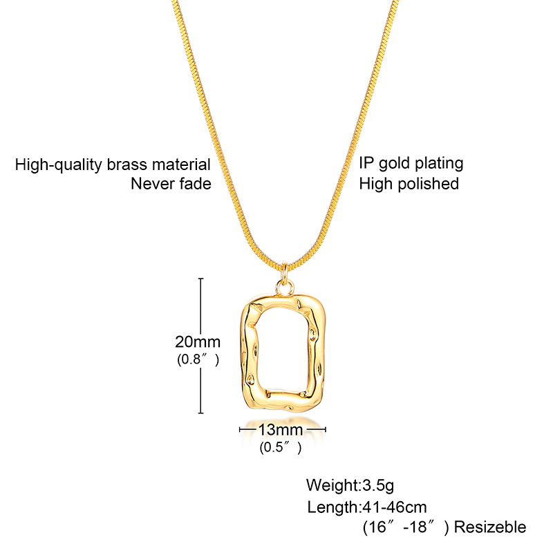 Wholesale Simple Style Square Brass Plating Gold Plated Pendant Necklace display picture 5
