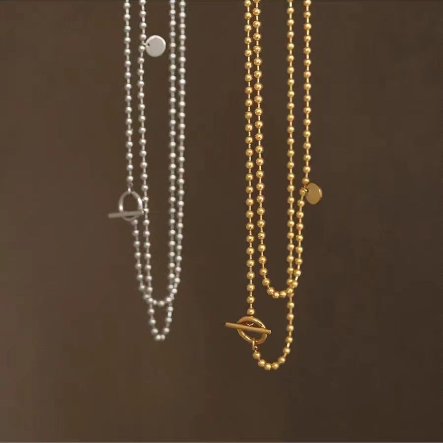 Edelstahl 304 18 Karat Vergoldet Einfacher Stil Strassenmode Geometrisch Doppellagige Halsketten display picture 2