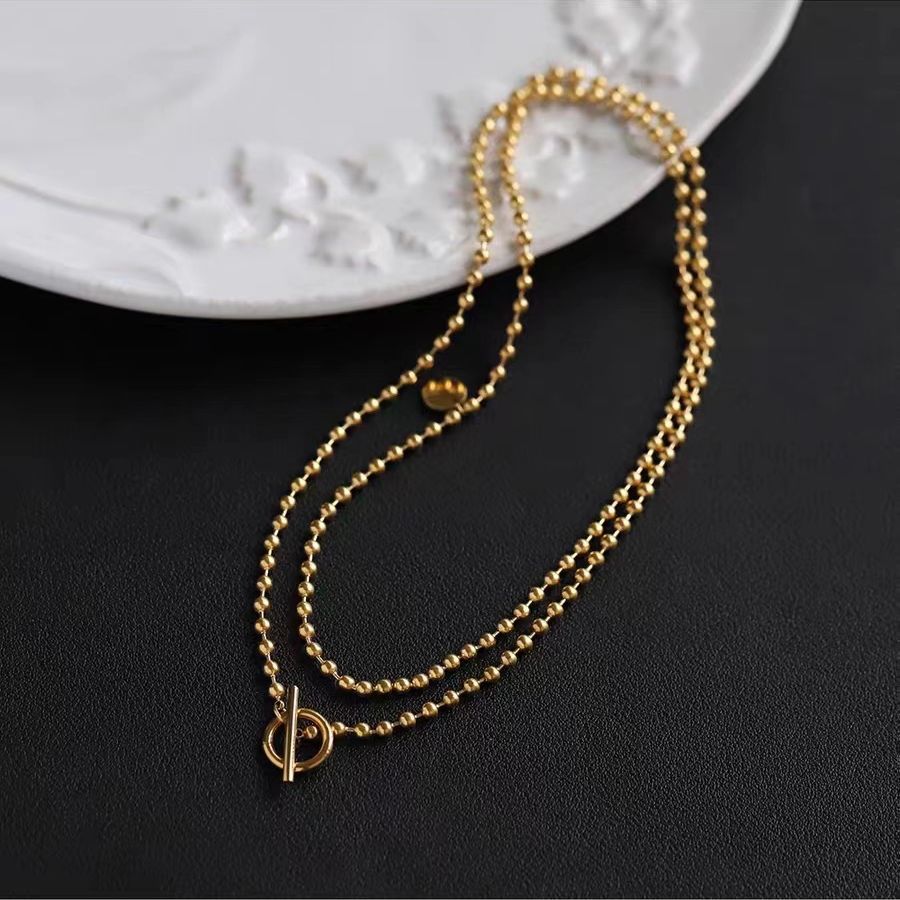 304 Stainless Steel 18K Gold Plated Simple Style Streetwear Geometric Double Layer Necklaces display picture 4