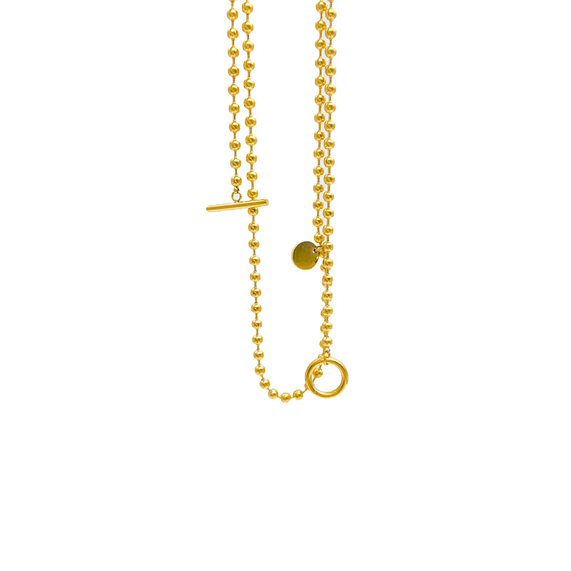 Edelstahl 304 18 Karat Vergoldet Einfacher Stil Strassenmode Geometrisch Doppellagige Halsketten display picture 5
