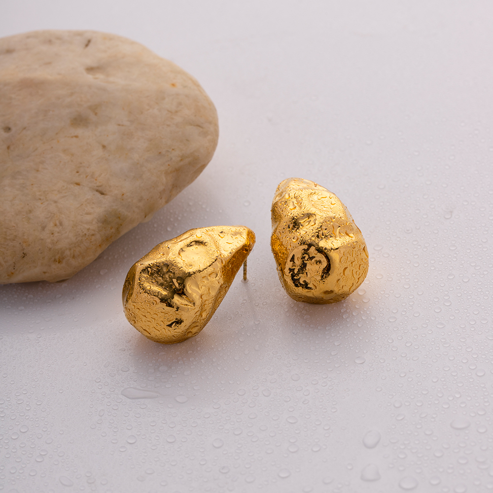 1 Pair IG Style Simple Style Water Droplets 316 Stainless Steel  18K Gold Plated Ear Studs display picture 4