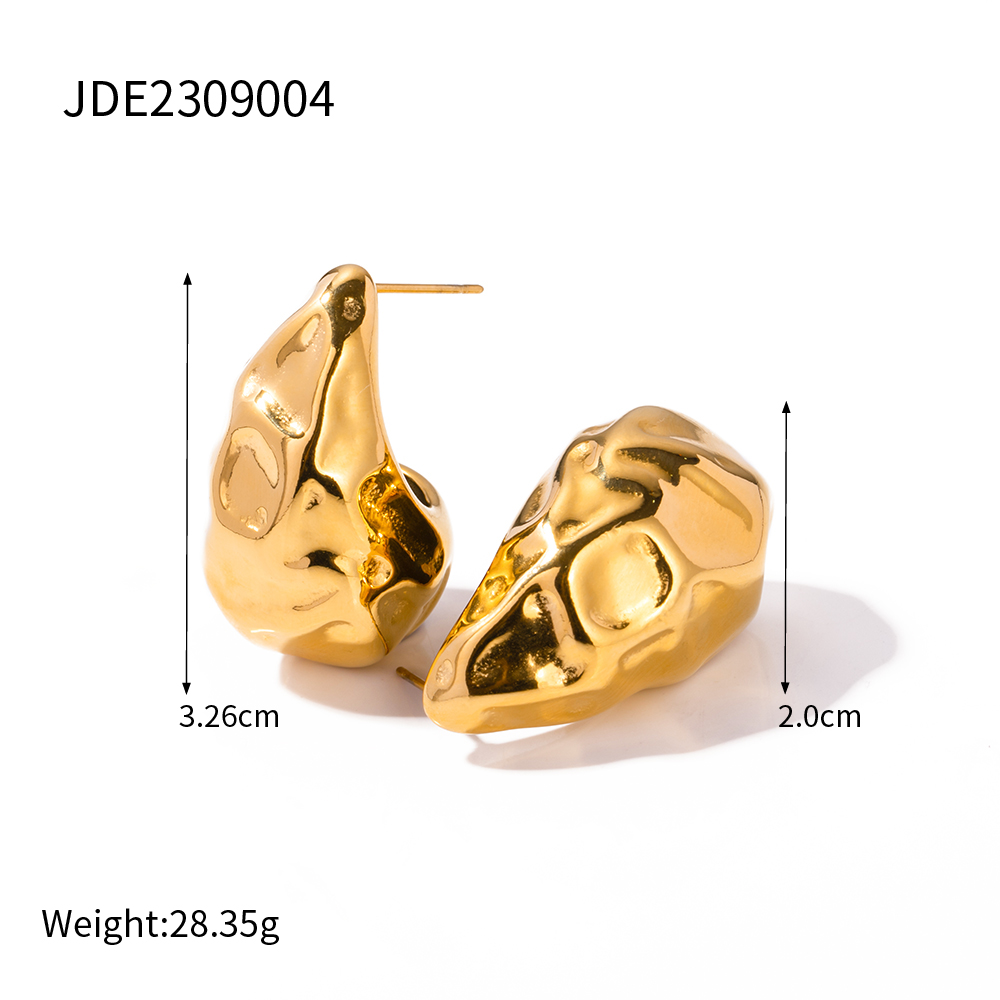 1 Pair IG Style Simple Style Water Droplets 316 Stainless Steel  18K Gold Plated Ear Studs display picture 2