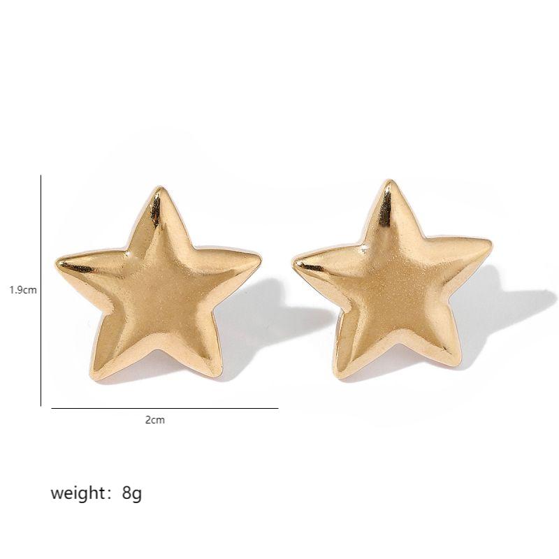 1 Pair Simple Style Geometric Star Plating 304 Stainless Steel Copper Earrings display picture 3