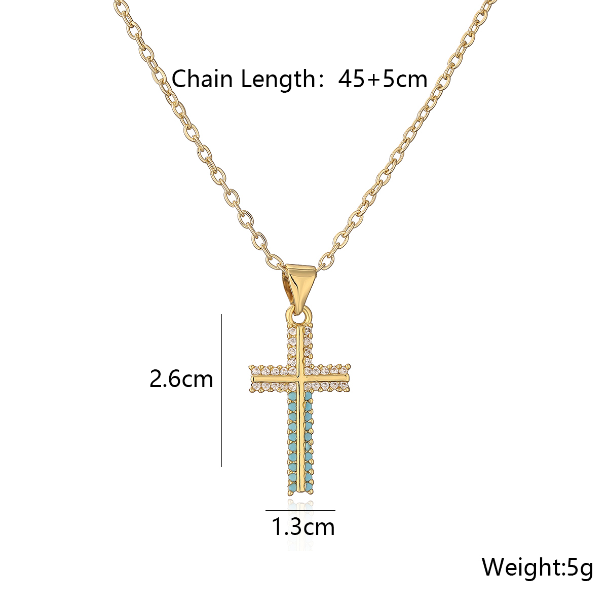 Basic Classic Style Cross Copper 18k Gold Plated Zircon Pendant Necklace In Bulk display picture 1