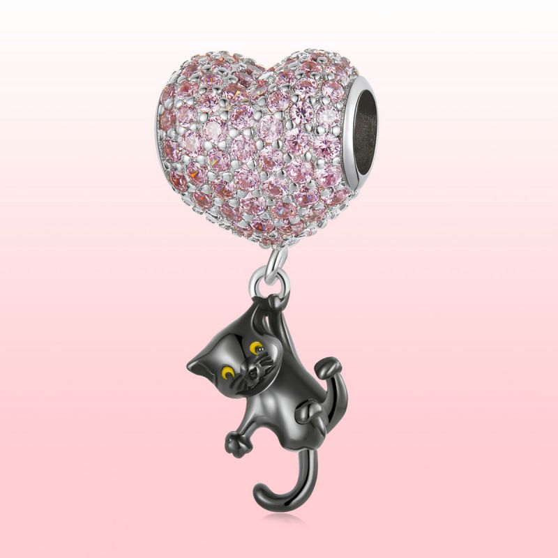 Casual Heart Shape Bat Sterling Silver Inlay Glass Zircon Jewelry Accessories display picture 65
