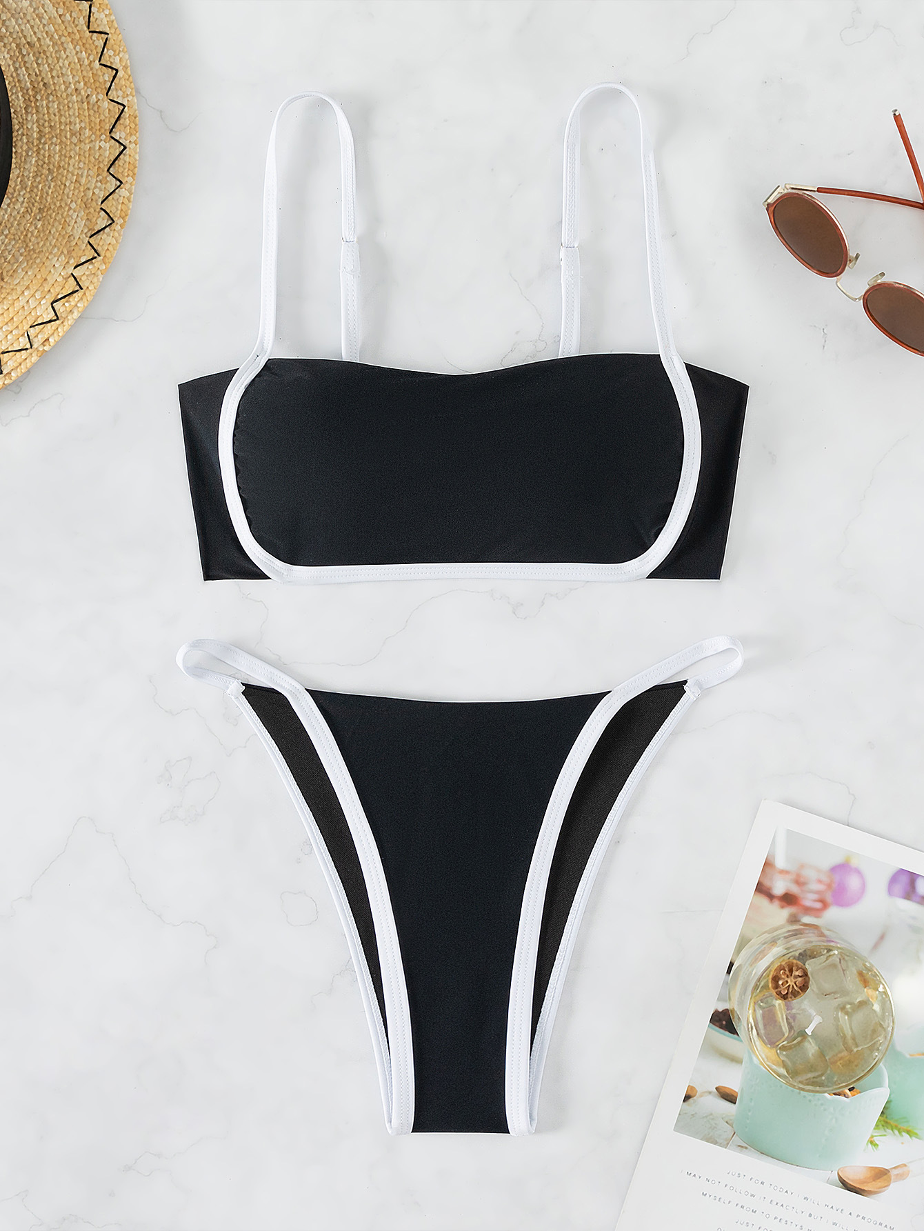 Women's Solid Color 2 Pieces Set Bikinis Swimwear display picture 4