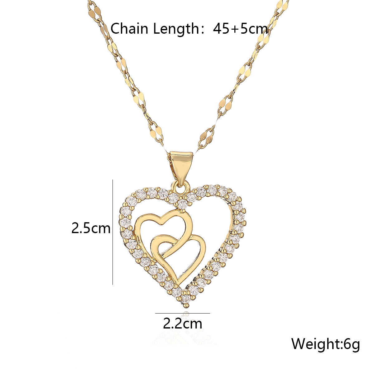 Elegant Streetwear Heart Shape Copper 18k Gold Plated Zircon Pendant Necklace In Bulk display picture 1