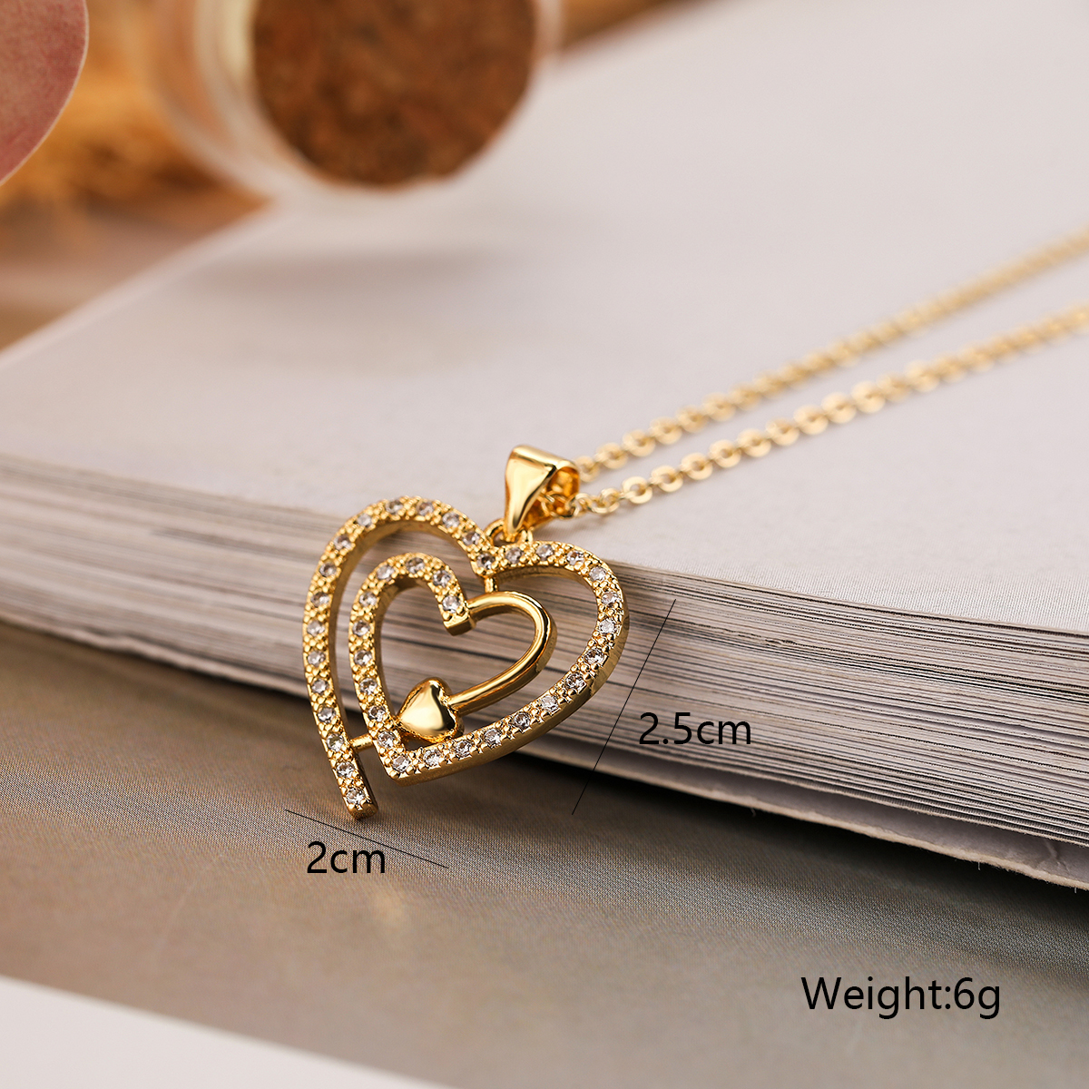 Elegant Streetwear Heart Shape Copper 18k Gold Plated Zircon Pendant Necklace In Bulk display picture 3