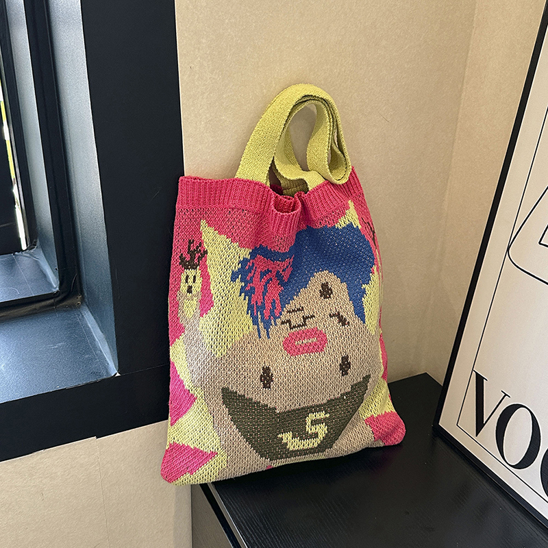 Frau Stricken Farbblock Klassischer Stil Weben Quadrat Reißverschluss Schultertasche display picture 10