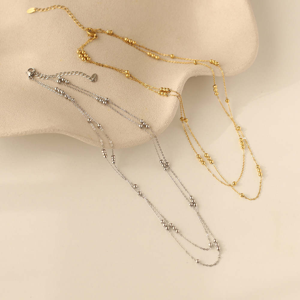201 Edelstahl Vergoldet Lässig Einfacher Stil Überzug Runden Halskette Mit Anhänger display picture 1