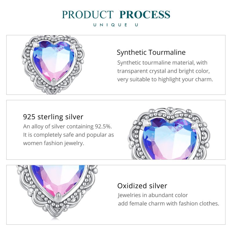 غير رسمي شكل القلب الفضة الاسترليني ترصيع الزركون اكسسوارات المجوهرات display picture 26