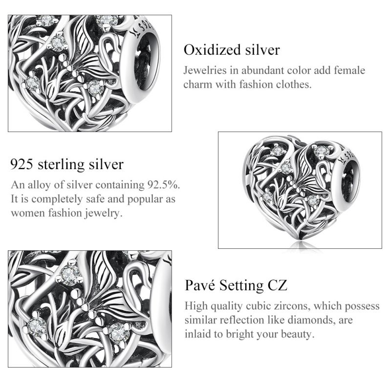 غير رسمي شكل القلب الفضة الاسترليني ترصيع الزركون اكسسوارات المجوهرات display picture 61