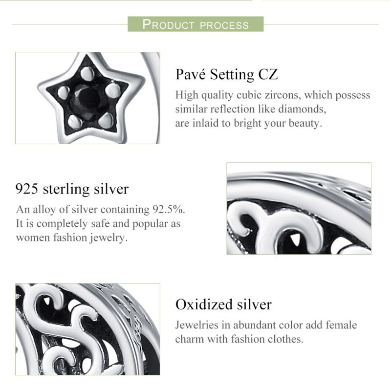 Casual Shiny Star Moon Sterling Silver Inlay Zircon Jewelry Accessories display picture 2