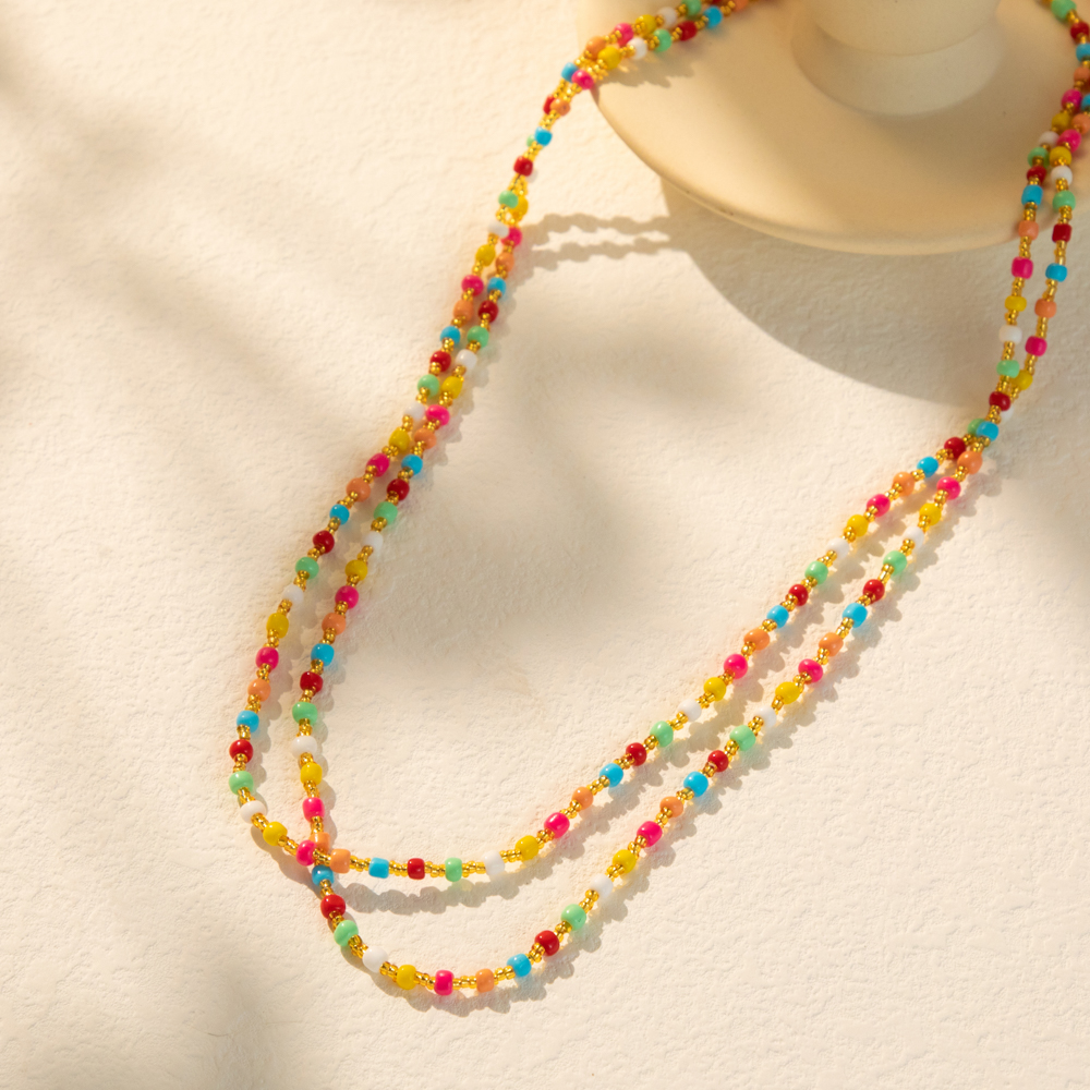 Großhandel Schmuck Vintage-Stil Einfacher Stil Farbblock Saatperle Perlen Überzug Lange Halskette display picture 1
