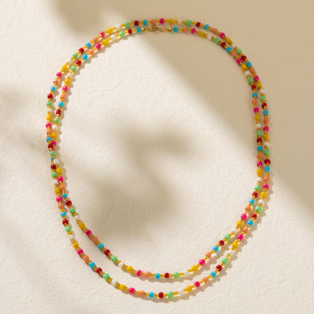 Großhandel Schmuck Vintage-Stil Einfacher Stil Farbblock Saatperle Perlen Überzug Lange Halskette display picture 5