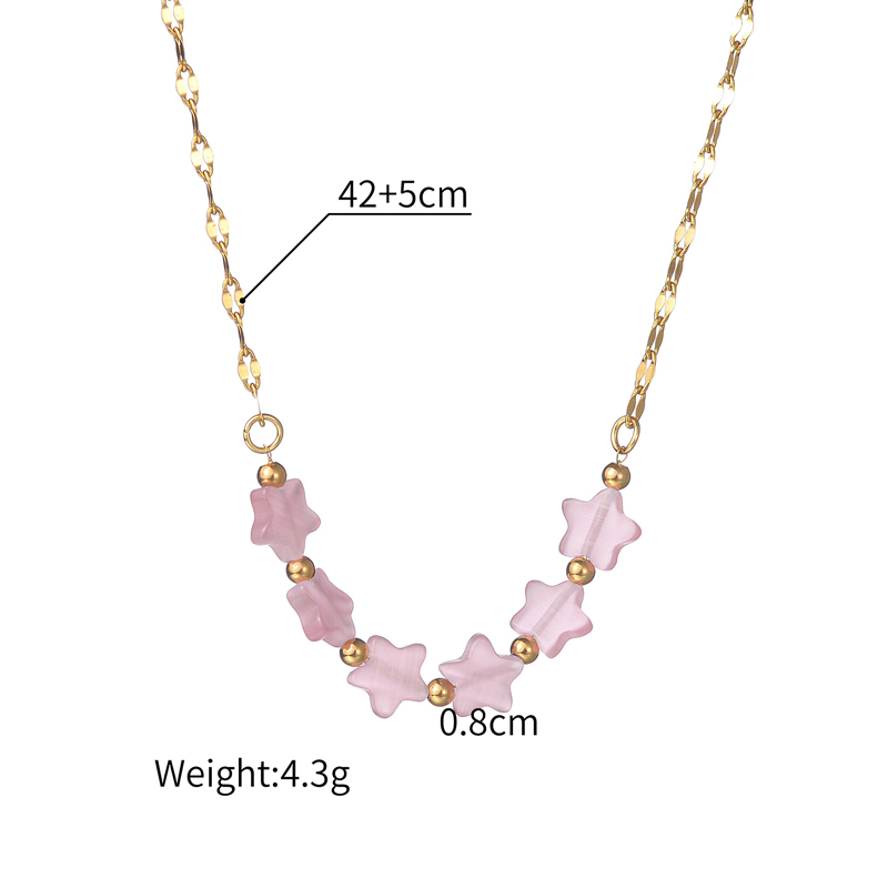 Stainless Steel 18K Gold Plated Simple Style Beaded Round Natural Stone Necklace display picture 1