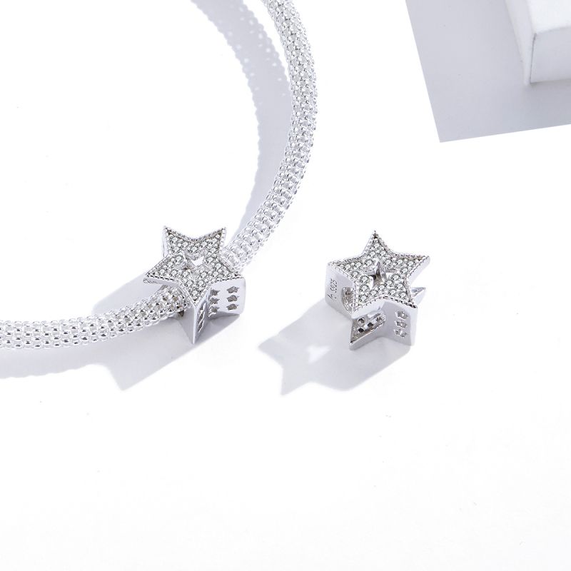 Casual Shiny Star Moon Sterling Silver Inlay Zircon Jewelry Accessories display picture 2