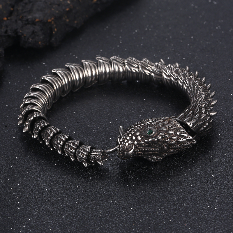 Hip-Hop Rock Solid Color Dragon Stainless Steel 18K Gold Plated Bracelets In Bulk display picture 2