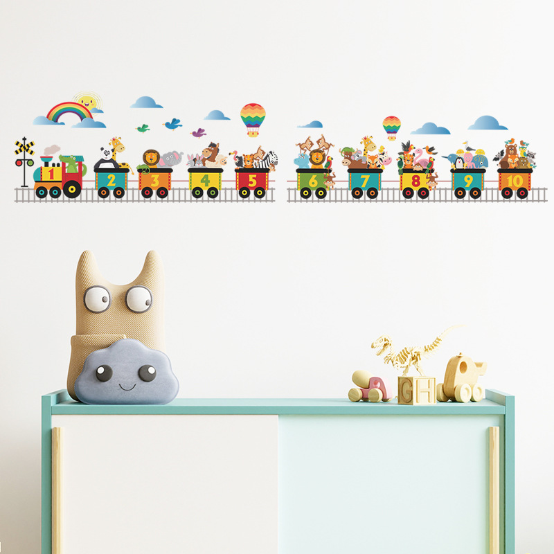 Cute Animal Train Pvc Wall Sticker display picture 6