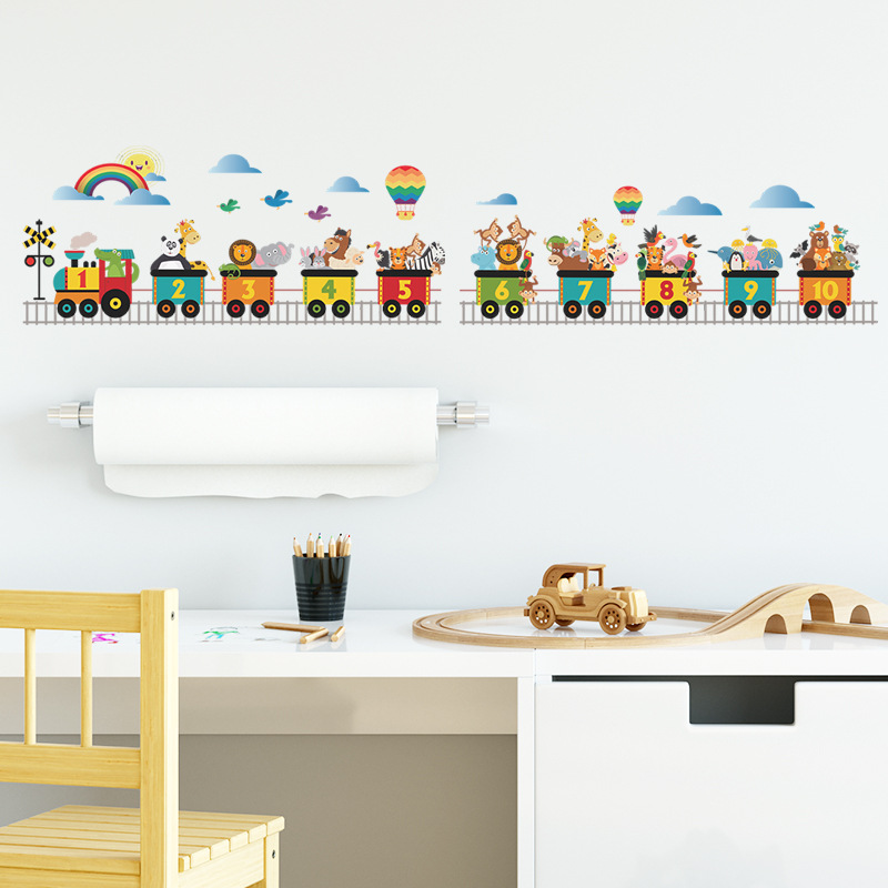 Cute Animal Train Pvc Wall Sticker display picture 5
