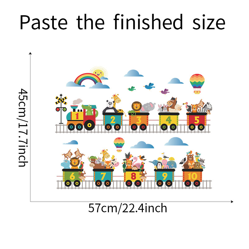 Cute Animal Train Pvc Wall Sticker display picture 1