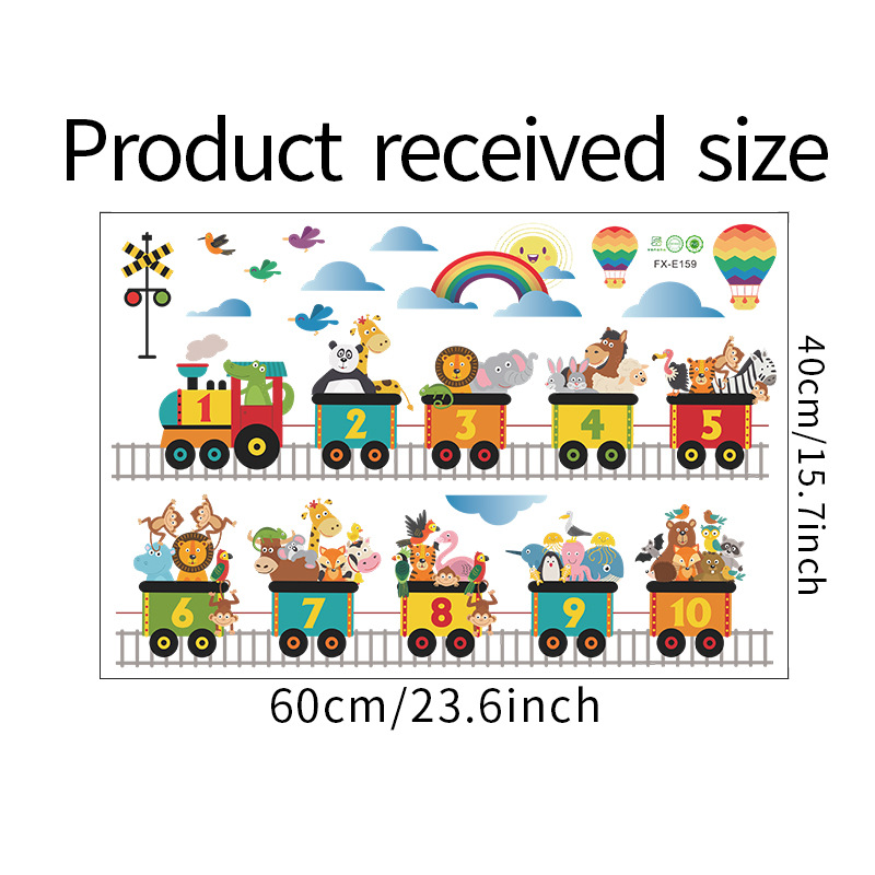 Cute Animal Train Pvc Wall Sticker display picture 2