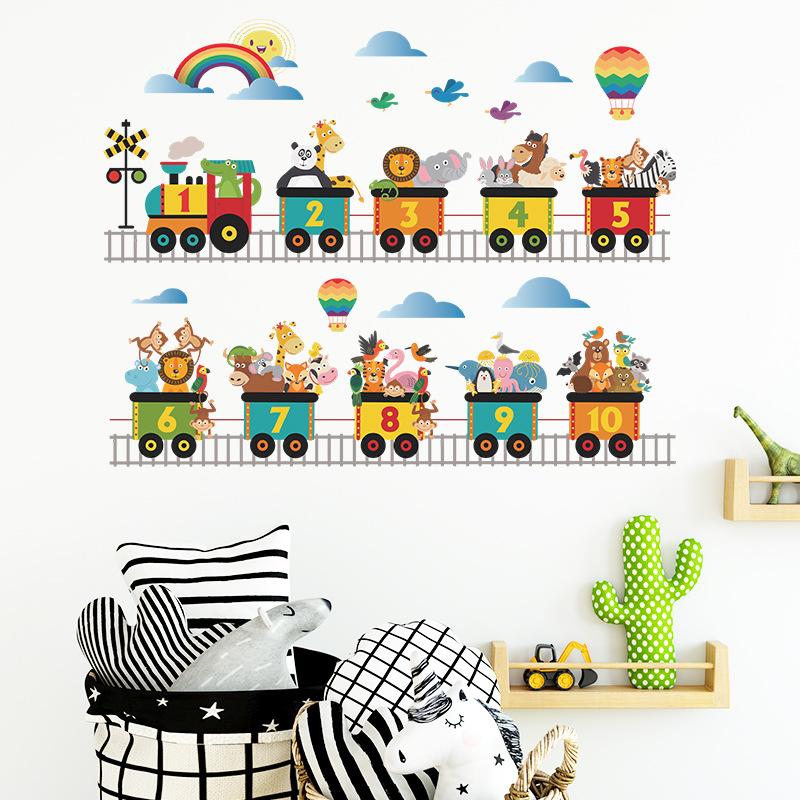 Cute Animal Train Pvc Wall Sticker display picture 4