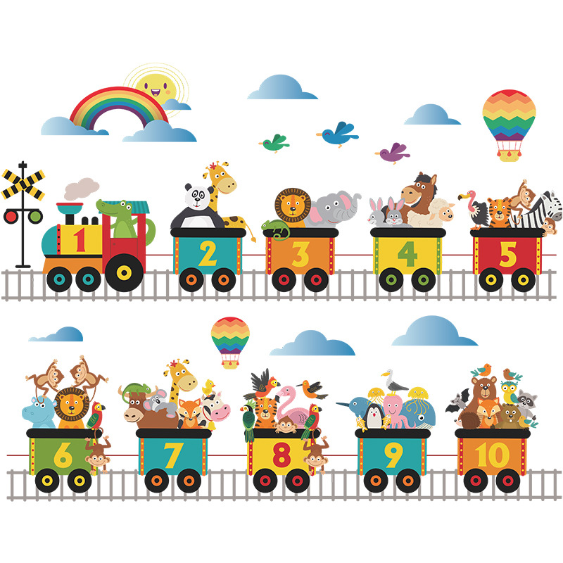 Cute Animal Train Pvc Wall Sticker display picture 7