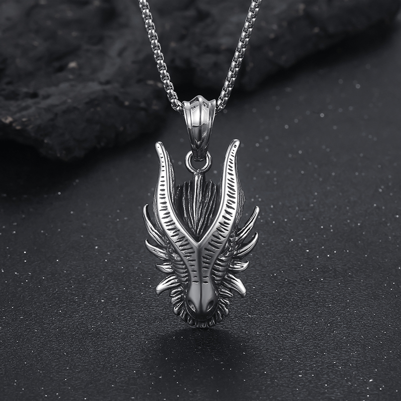Casual Hip-hop Streetwear Animal Dragon Titanium Steel Plating 18k Gold Plated Men's Charms Necklace display picture 7