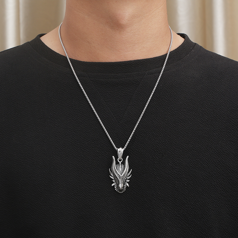 Casual Hip-hop Streetwear Animal Dragon Titanium Steel Plating 18k Gold Plated Men's Charms Necklace display picture 10