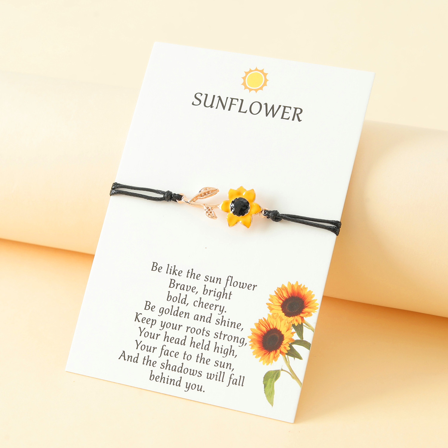 Vacation Romantic Pastoral Sunflower Plant Alloy Polyester Rope Polishing Plating Braid Gold Plated Rhodium Plated Couple Bracelets display picture 1