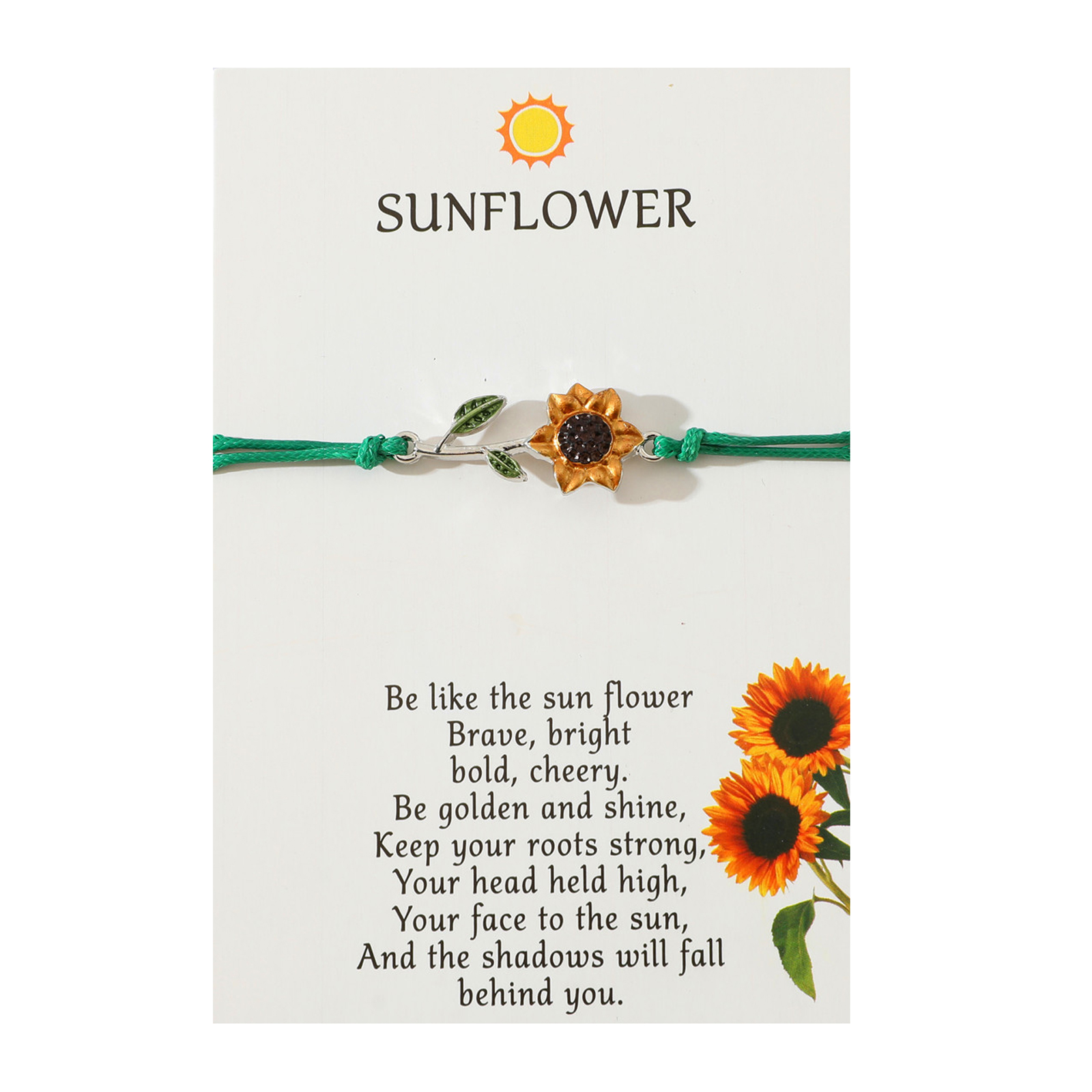 Vacation Romantic Pastoral Sunflower Plant Alloy Polyester Rope Polishing Plating Braid Gold Plated Rhodium Plated Couple Bracelets display picture 12