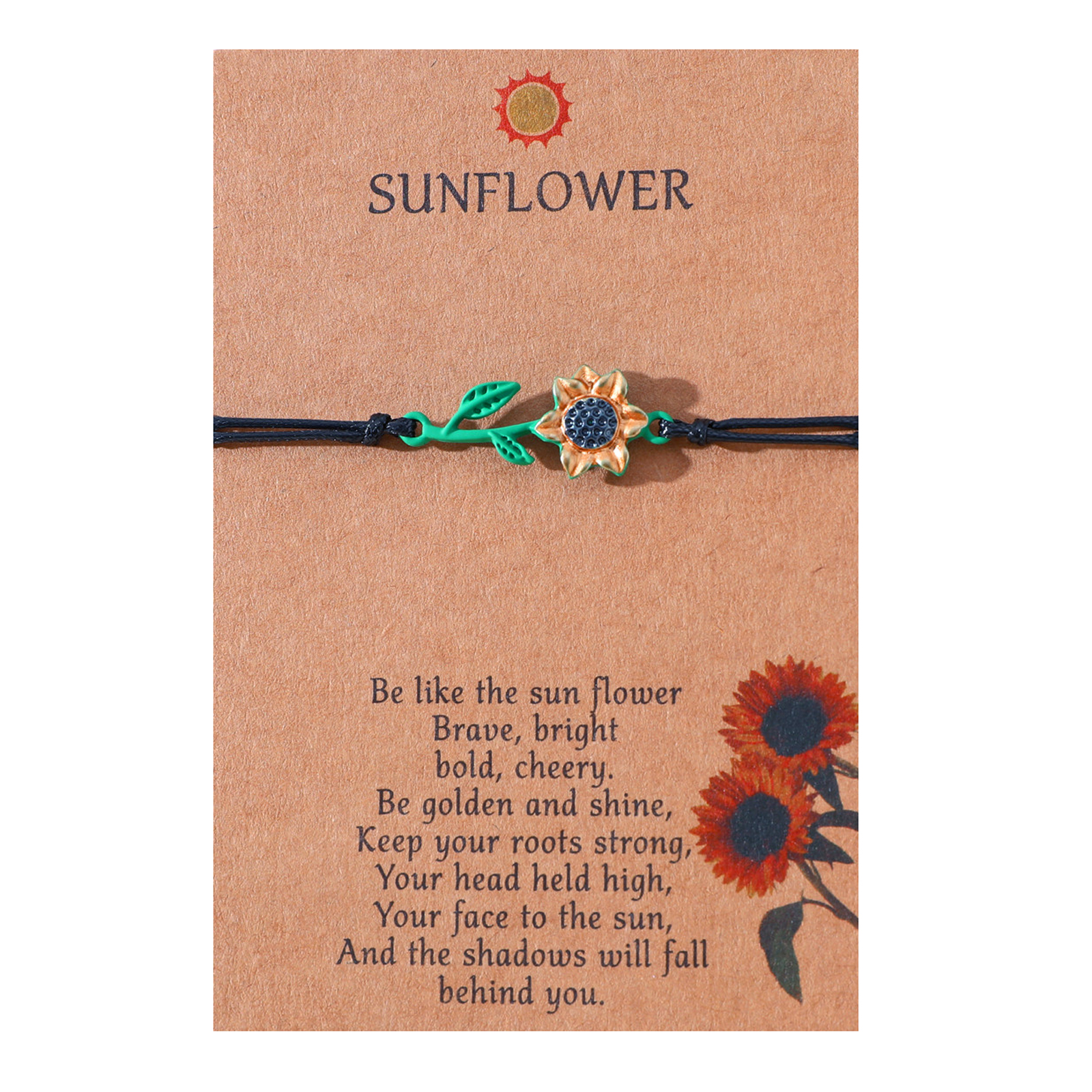 Vacation Romantic Pastoral Sunflower Plant Alloy Polyester Rope Polishing Plating Braid Gold Plated Rhodium Plated Couple Bracelets display picture 14