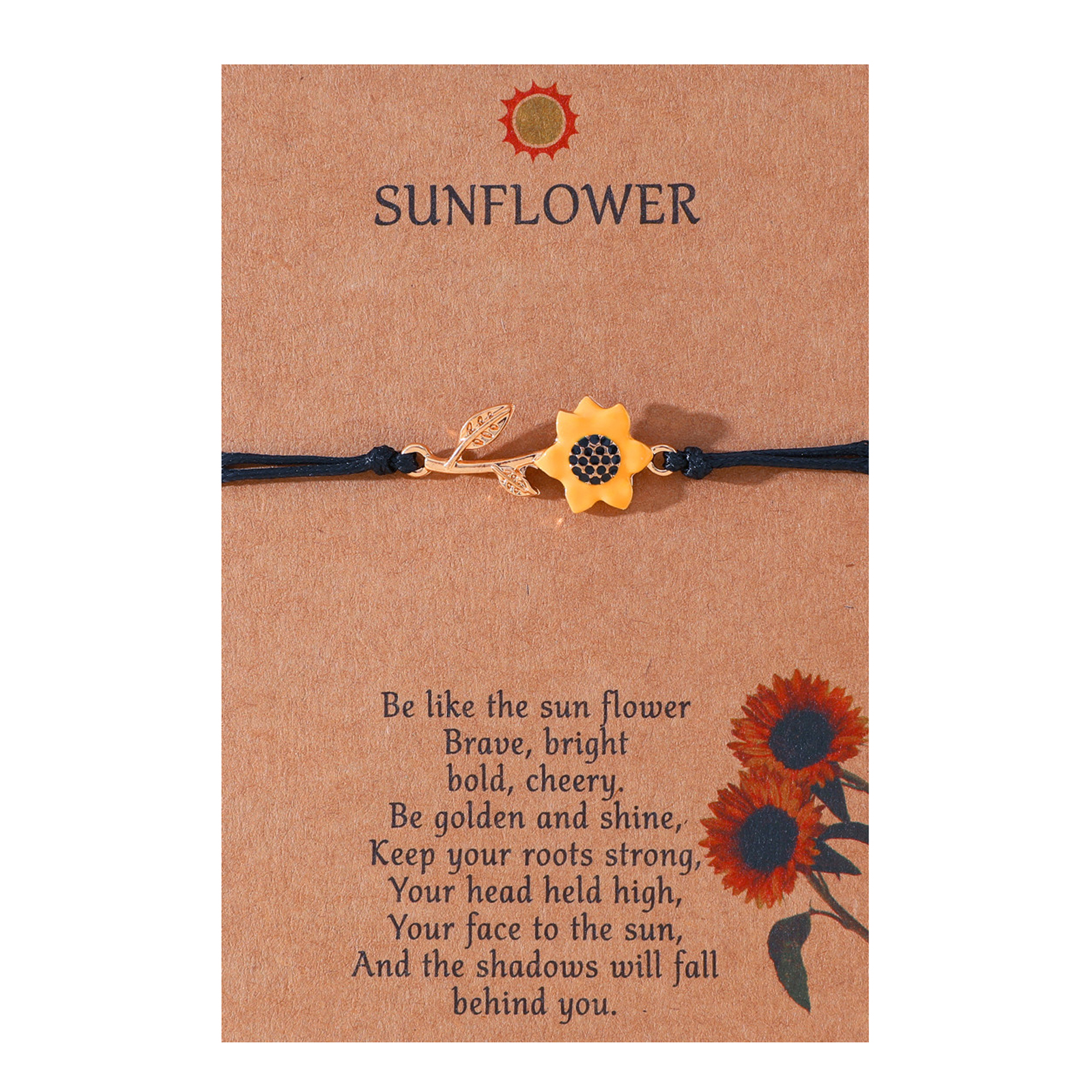 Vacation Romantic Pastoral Sunflower Plant Alloy Polyester Rope Polishing Plating Braid Gold Plated Rhodium Plated Couple Bracelets display picture 15