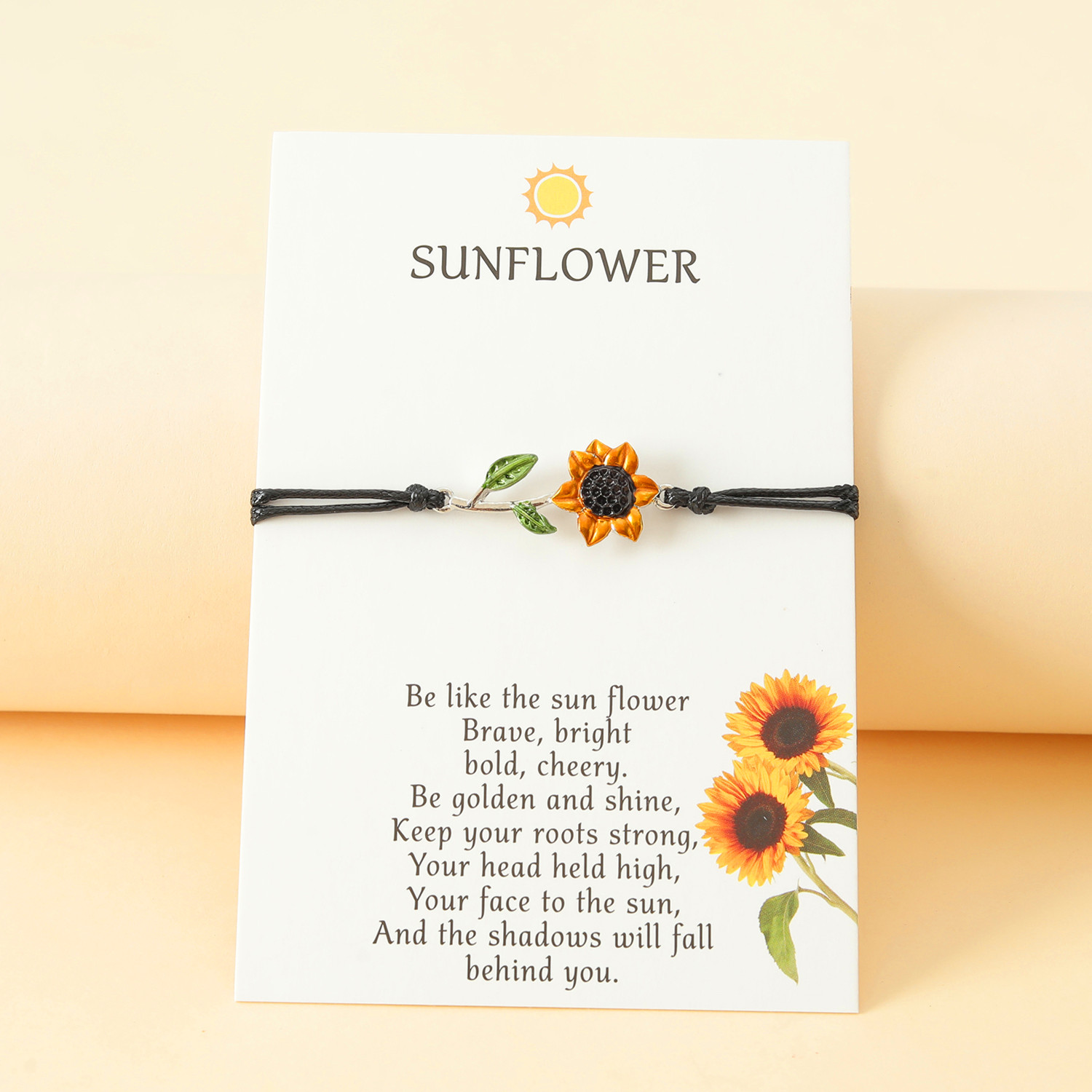 Vacation Romantic Pastoral Sunflower Plant Alloy Polyester Rope Polishing Plating Braid Gold Plated Rhodium Plated Couple Bracelets display picture 4
