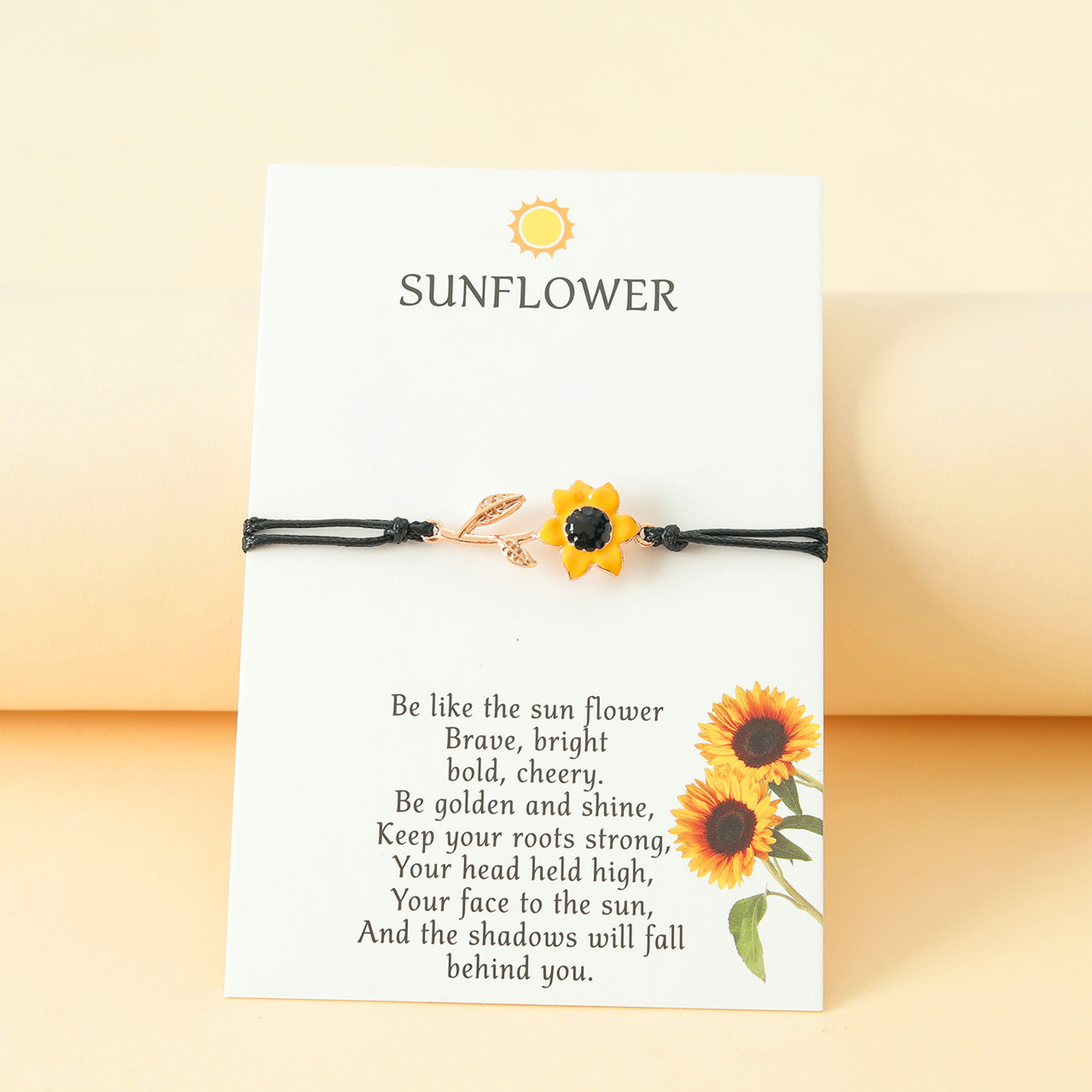 Vacation Romantic Pastoral Sunflower Plant Alloy Polyester Rope Polishing Plating Braid Gold Plated Rhodium Plated Couple Bracelets display picture 7