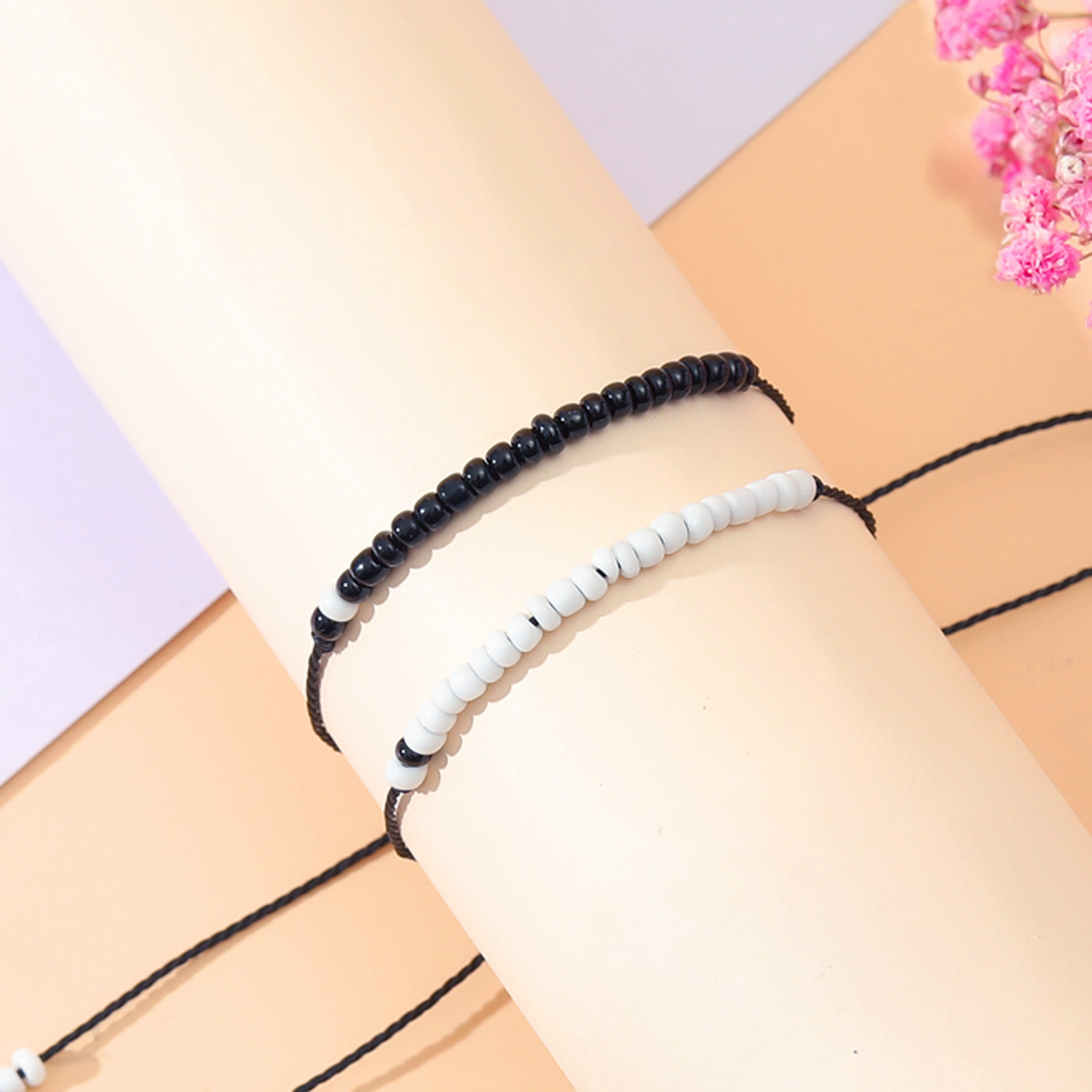 Cute Lady Queen Color Block Glass Beaded Braid Couple Bracelets display picture 5