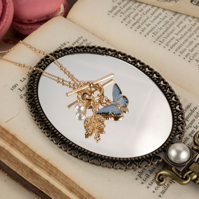 Süss Schmetterling Kupfer 18 Karat Vergoldet Halskette Mit Anhänger In Masse display picture 3