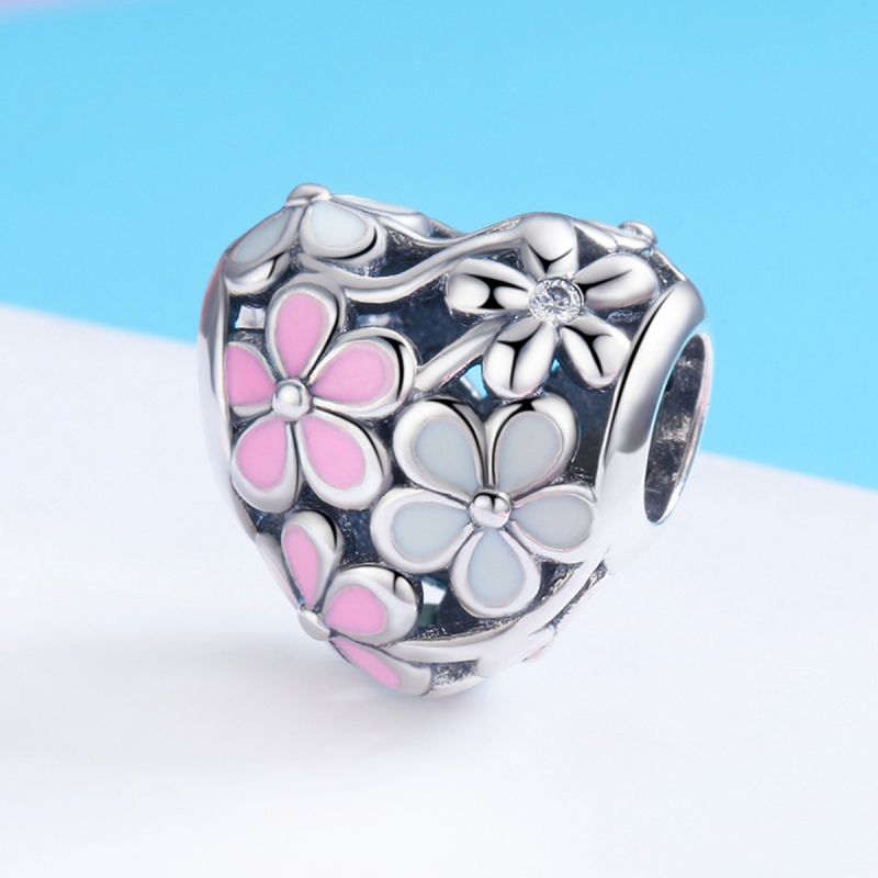 Casual Shiny Heart Shape Flower Sterling Silver Inlay Zircon Jewelry Accessories display picture 6