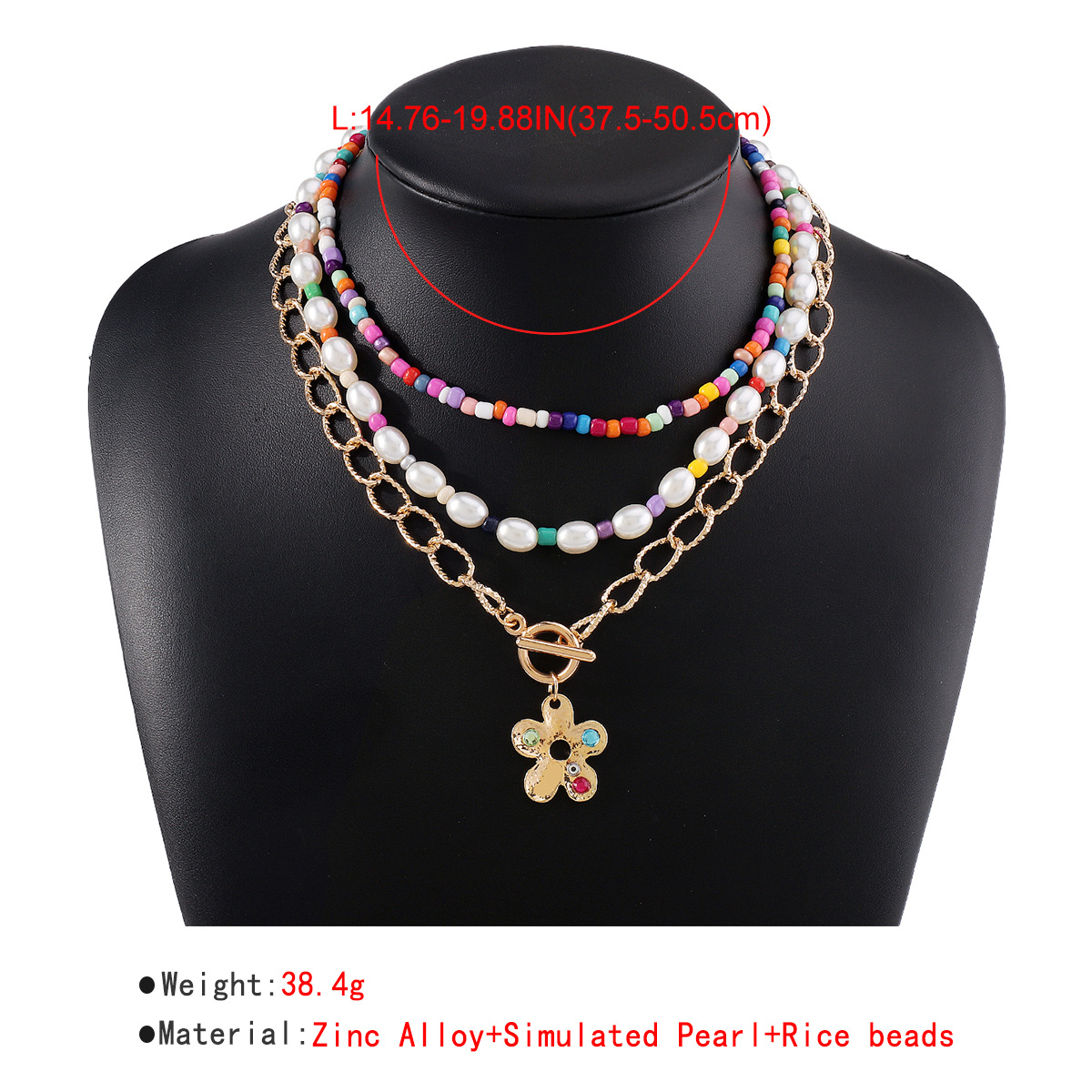 Bohemian Modern Style Simple Style Flower Imitation Pearl Alloy Seed Bead Beaded Inlay Rhinestones Women's Necklace display picture 5