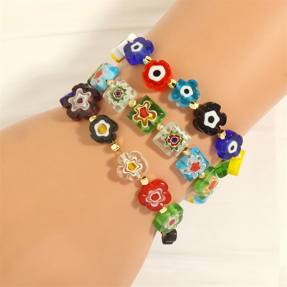 Bohemian Flower Glass Beaded Plating 18k Gold Plated Women's Bracelets display picture 4