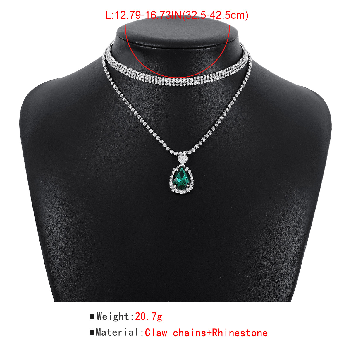 Modern Style Simple Style Water Droplets Titanium Steel Rhinestones Double Layer Necklaces display picture 1