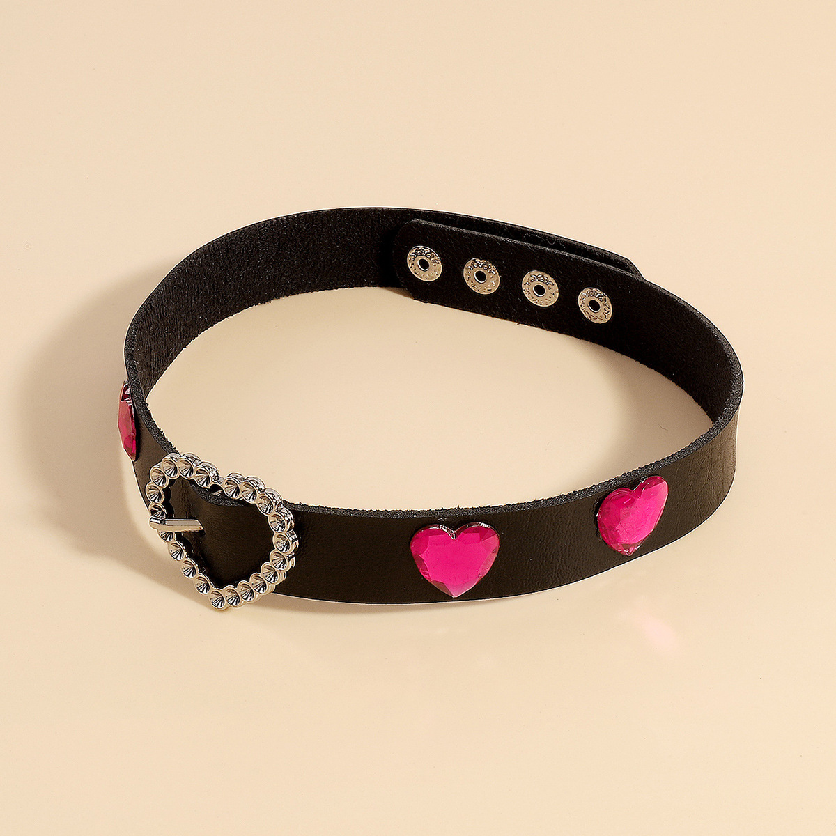 Sexy Punk Simple Style Heart Shape Pu Leather Alloy Resin Women's Choker Choker display picture 4