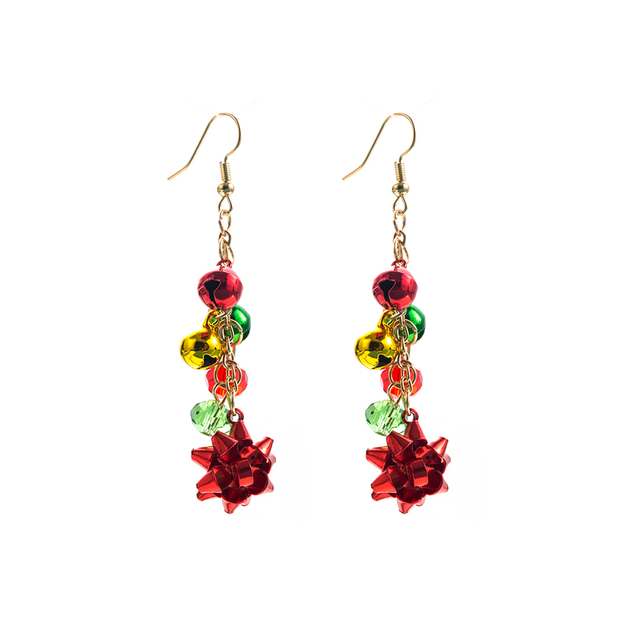 1 Pair Christmas Colorful Flower Plating Artificial Crystal Alloy Ear Hook display picture 4