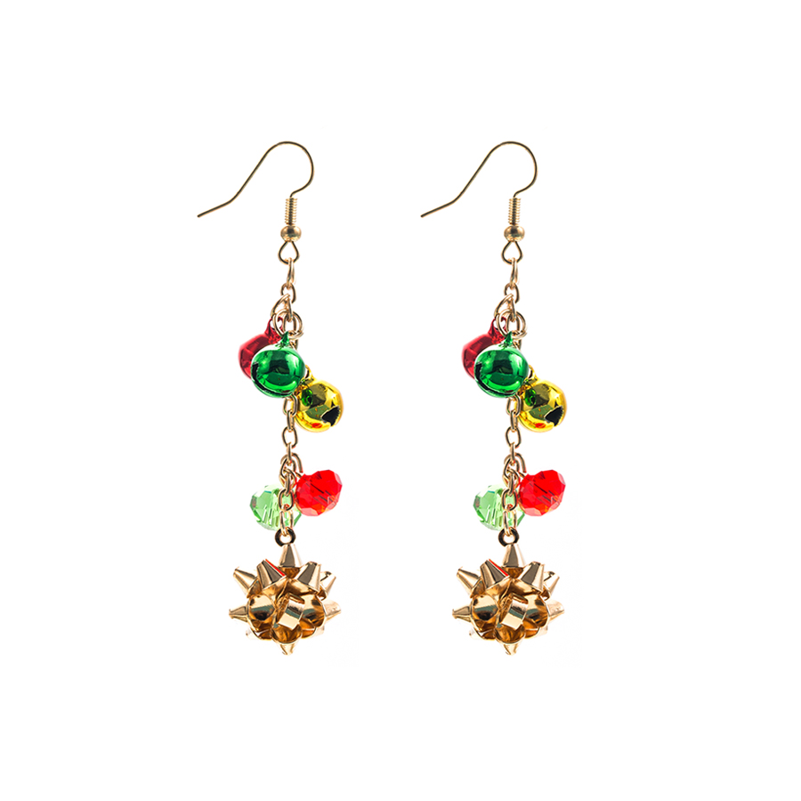 1 Pair Christmas Colorful Flower Plating Artificial Crystal Alloy Ear Hook display picture 5