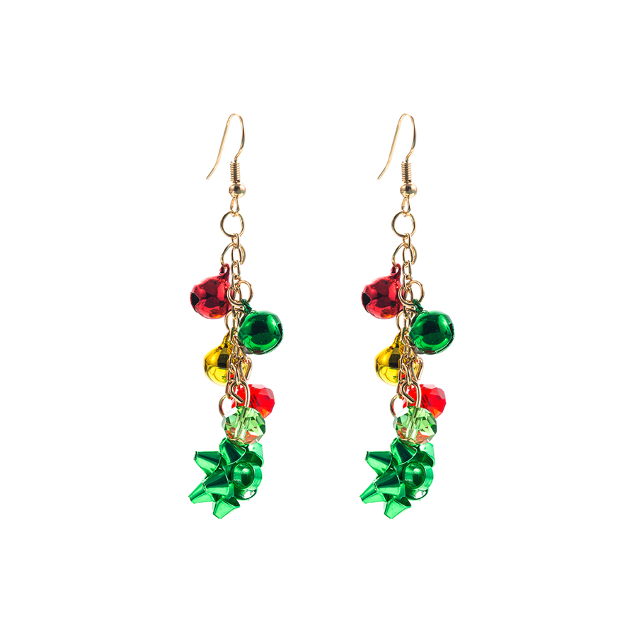 1 Pair Christmas Colorful Flower Plating Artificial Crystal Alloy Ear Hook display picture 6