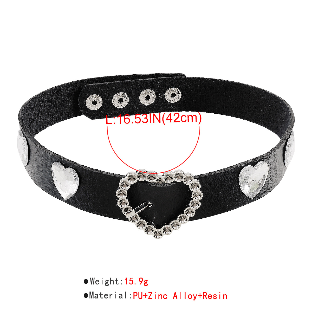 Sexy Punk Simple Style Heart Shape Pu Leather Alloy Resin Women's Choker Choker display picture 5
