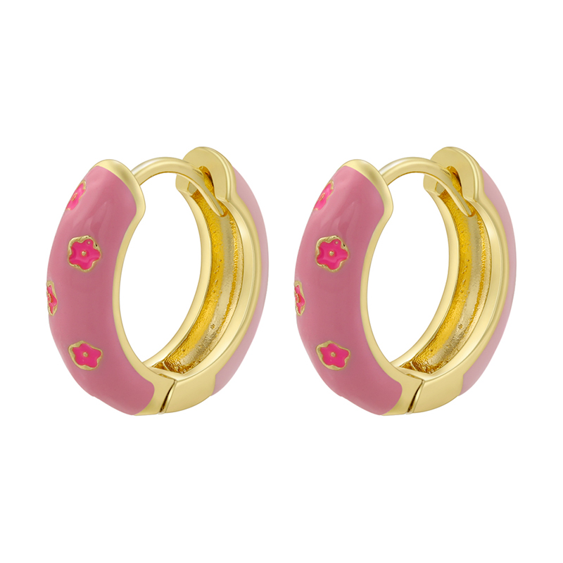 1 Pair Elegant Sweet Flower Petal Enamel Plating Copper 18k Gold Plated Hoop Earrings display picture 2