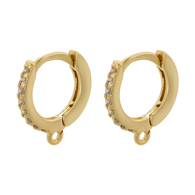 1 Pair Casual Simple Style Classic Style Round Plating Inlay Copper Zircon 18k Gold Plated Hoop Earrings display picture 2