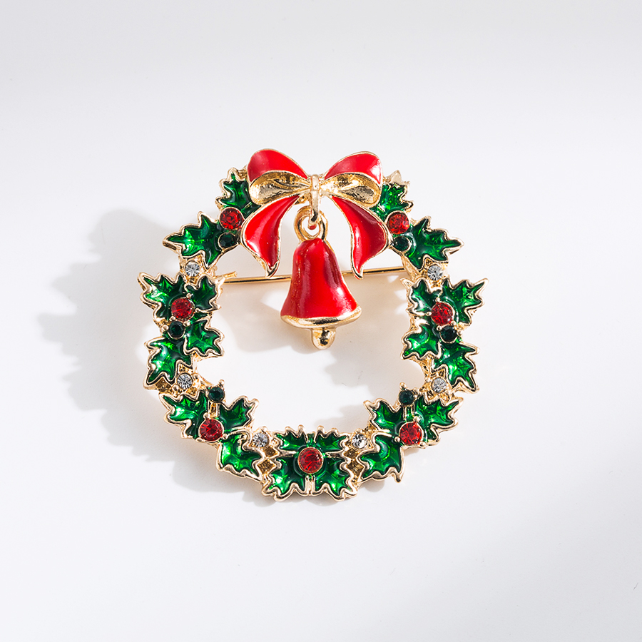Cute Sweet Christmas Tree Bow Knot Snowman Alloy Enamel Plating Inlay Rhinestones Unisex Brooches 1 Piece display picture 7